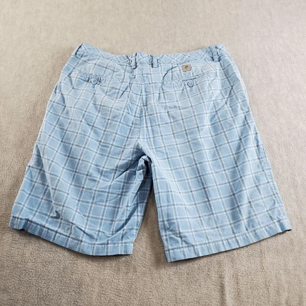 Ashworth Shorts Mens 35W Blue Plaid Chino Golf Performance Regular Fit Outdoor